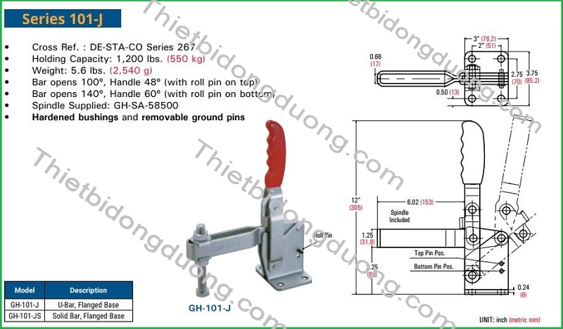 Cam kẹp đứng GH-101J định vị nhanh