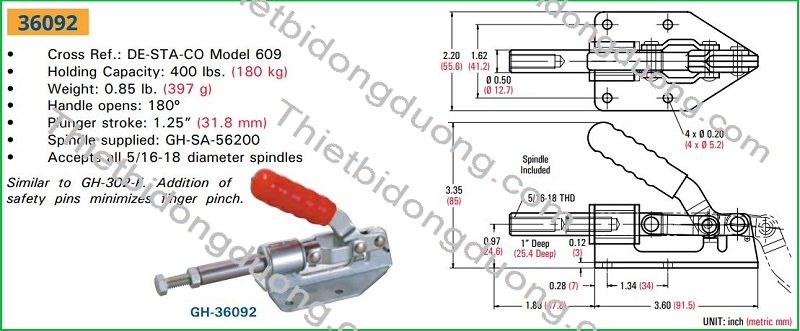 Kẹp đẩy ngang GH-36092 định vị nhanh