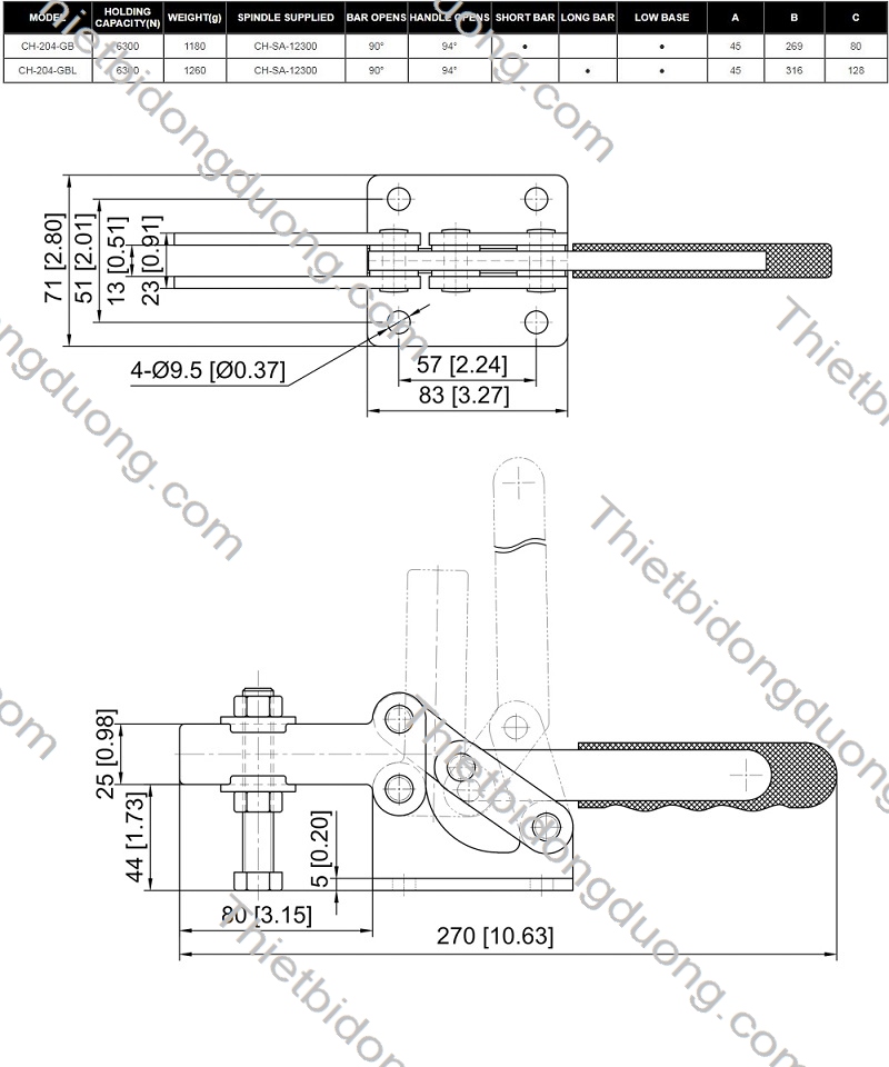 cam Kẹp định vị CH-204-GB nhanh