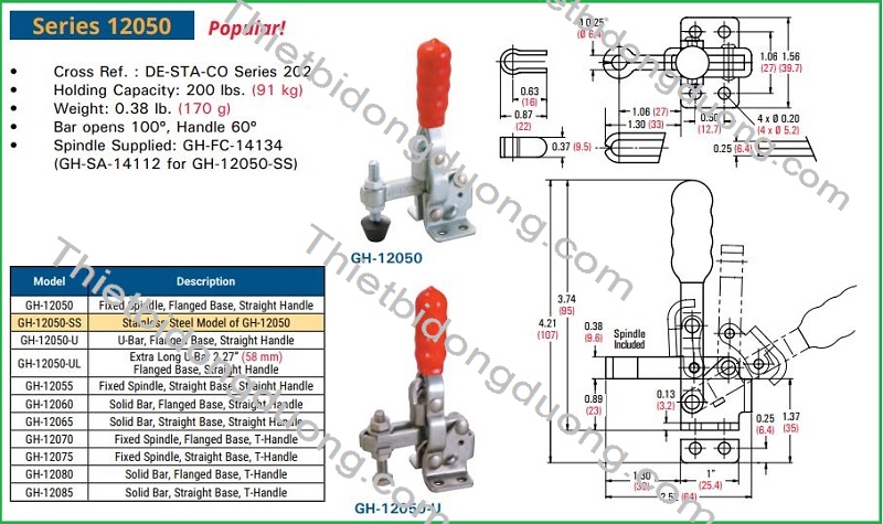 Cam kẹp đứng GH-12050 gá kẹp nhanh