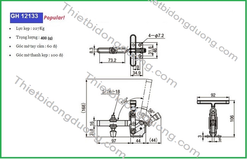 Cam kẹp đứng GH-12133 định vị nhanh