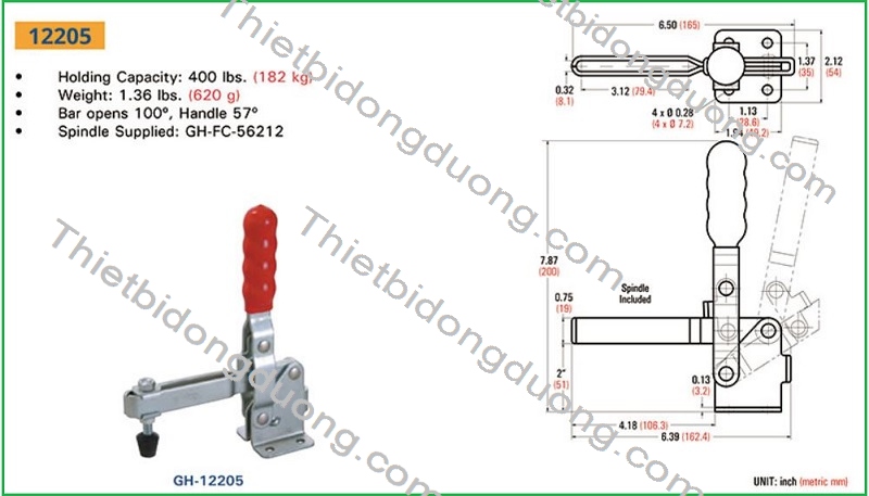 Cam kẹp đứng GH-12205 định vị nhanh