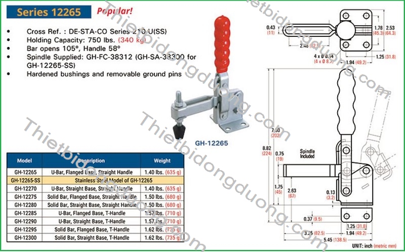 Cam kẹp đứng GH-12265 định vị nhanh