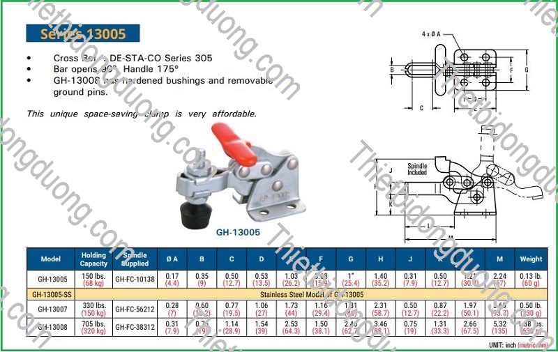 Cam kẹp đứng Inox GH-13005-SS