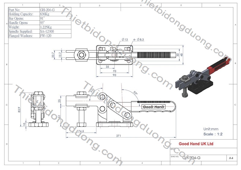 Cam kẹp ngang GH-204G định vị nhanh
