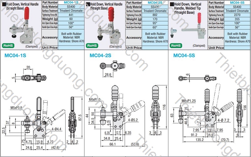 Cam kẹp đứng MC04-2S định vị nhanh