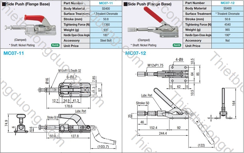 Kẹp đẩy ngang MC07-12 định vị nhanh