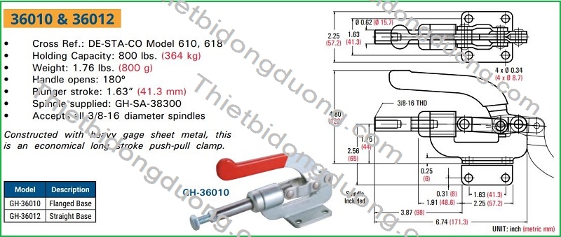 Kẹp đẩy ngang GH-36010 định vị nhanh