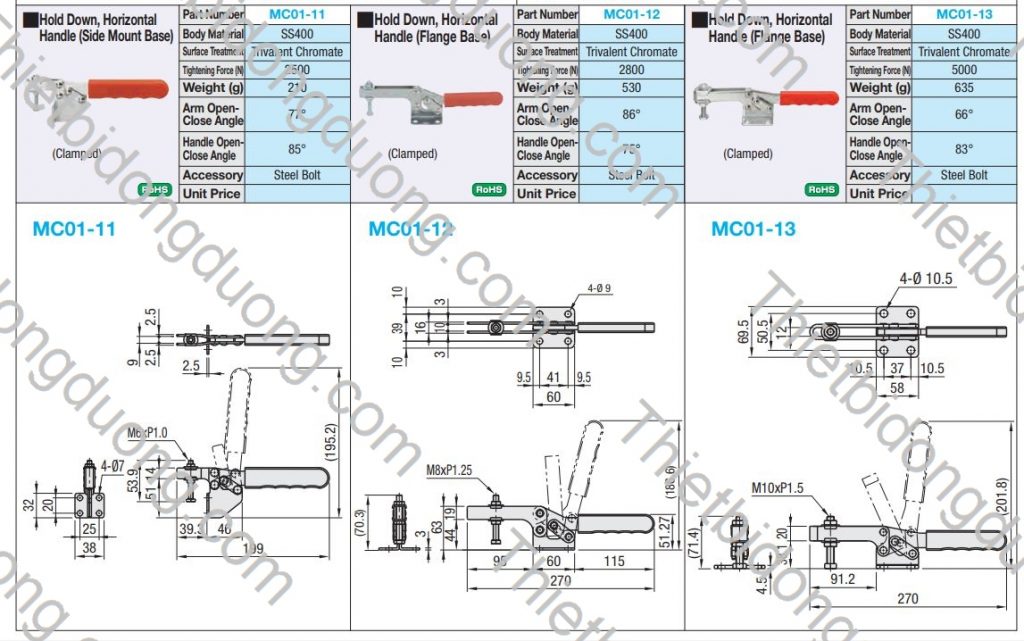 Cam kẹp ngang MC01-13 định vị nhanh